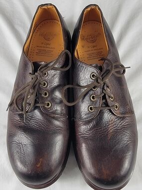 Vintage 90s Dr. Martens Men’s Dark Brown Leather Derby Oxfords Made In England
